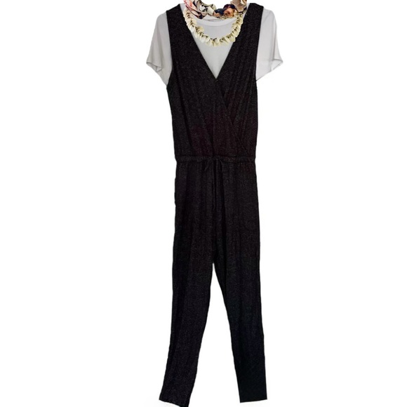 Stars Above Black and White Speckled Sleeveless Jumpsuit with Drawstring Waist - Picture 1 of 12